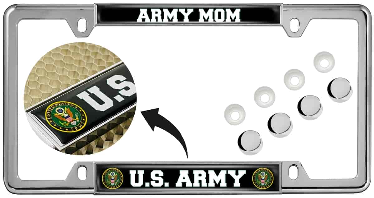 How is the design protected on the license plate frame?