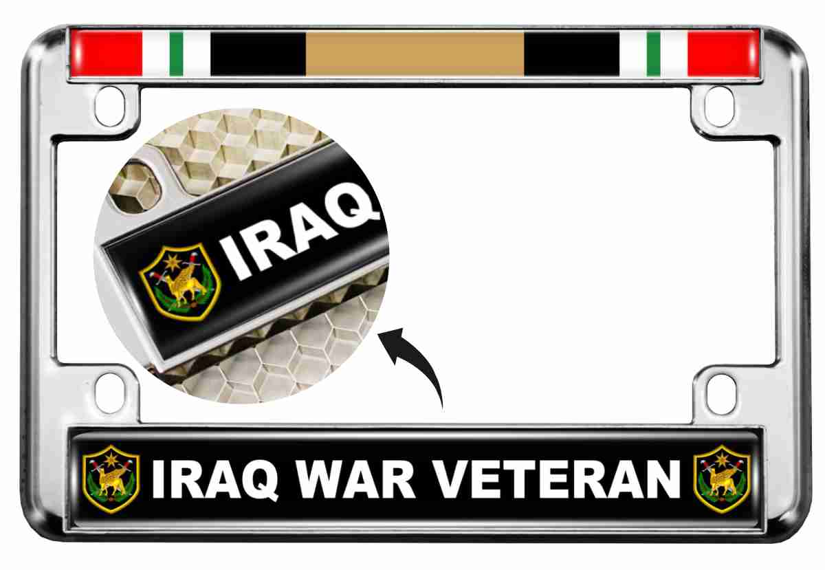 Iraq War Veteran - Motorcycle Metal License Plate Frame Questions & Answers