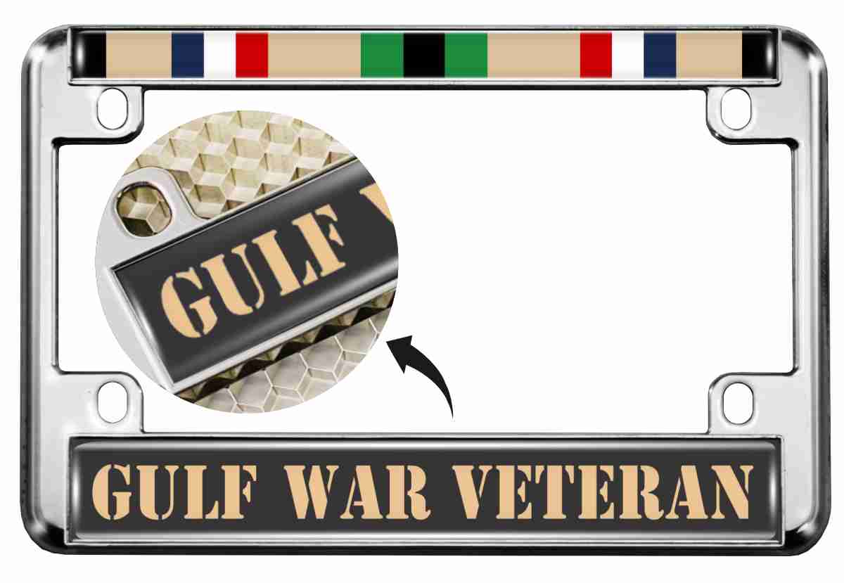 Gulf War Veteran - Motorcycle Metal License Plate Frame Questions & Answers