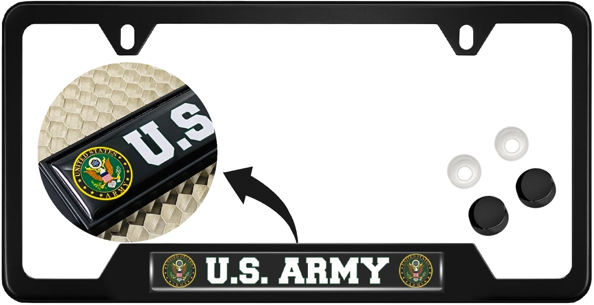 U.S. Army - Stainless Steel Black 2-hole Car License Plate Frame Questions & Answers