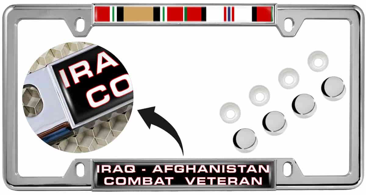 Iraq - Afghanistan Combat Veteran - Car Metal License Plate Frame Questions & Answers