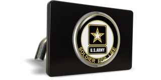 U.S. Army Soldier for Life - Tow Hitch Cover with Chrome Metal Emblem