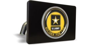 U.S. Army Soldier for Life (Y) - Tow Hitch Cover with Chrome Metal Emblem