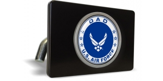 USAF - U.S. Air Force Dad - Tow Hitch Cover with Chrome Metal Emblem