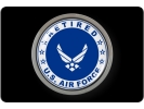 USAF - U.S. Air Force Retired with Wings Symbol - Tow Hitch Cover with Chrome Emblem