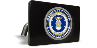 USAF - U.S. Air Force USAF Retired - Tow Hitch Cover with Chrome Metal Emblem