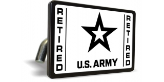 U.S. Army Retired with Star Logo (WB) - Tow Hitch Cover