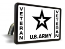U.S. Army Veteran with Star Logo (WB) - Tow Hitch Cover