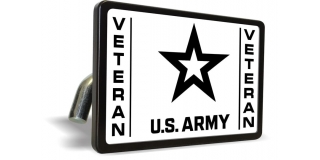 U.S. Army Veteran with Star Logo (WB) - Tow Hitch Cover