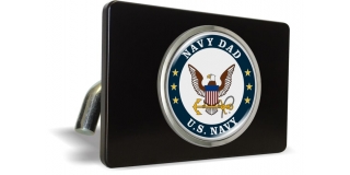 U.S. Navy Dad - Tow Hitch Cover with Chrome Metal Emblem