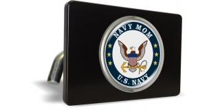 U.S. Navy Mom - Tow Hitch Cover with Chrome Metal Emblem