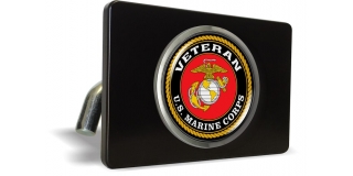 USMC - Veteran Marine Corps - Tow Hitch Cover with Chrome Emblem
