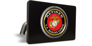 USMC - Retired Marine Corps - Tow Hitch Cover with Chrome Emblem