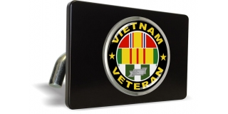 Vietnam Veteran 3 Service Ribbons - Tow Hitch Cover with Chrome Emblem