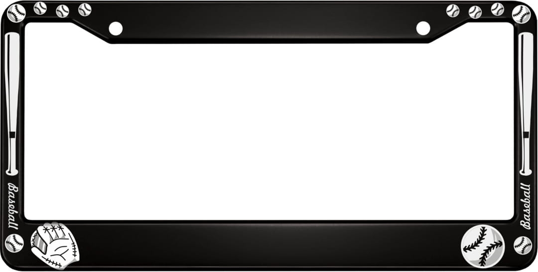 Baseball - Aluminum Car License Plate Frames