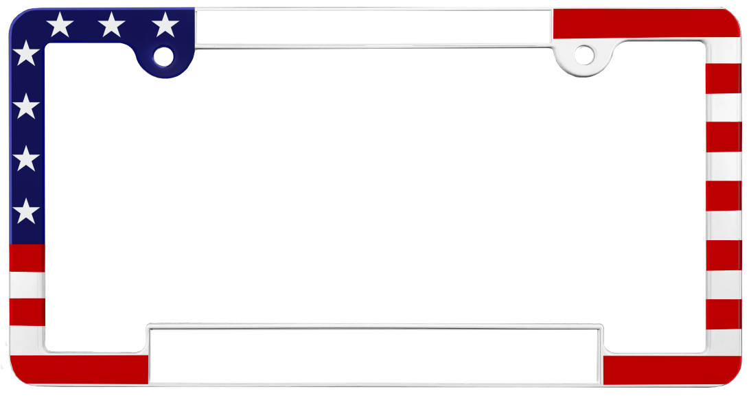 Patriotic US Flag Car Metal License Plate Frames