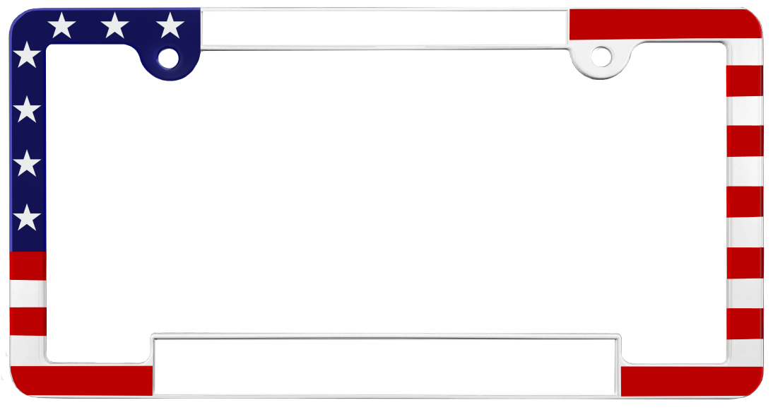 Patriotic American US Flag Car Metal License Plate Frames