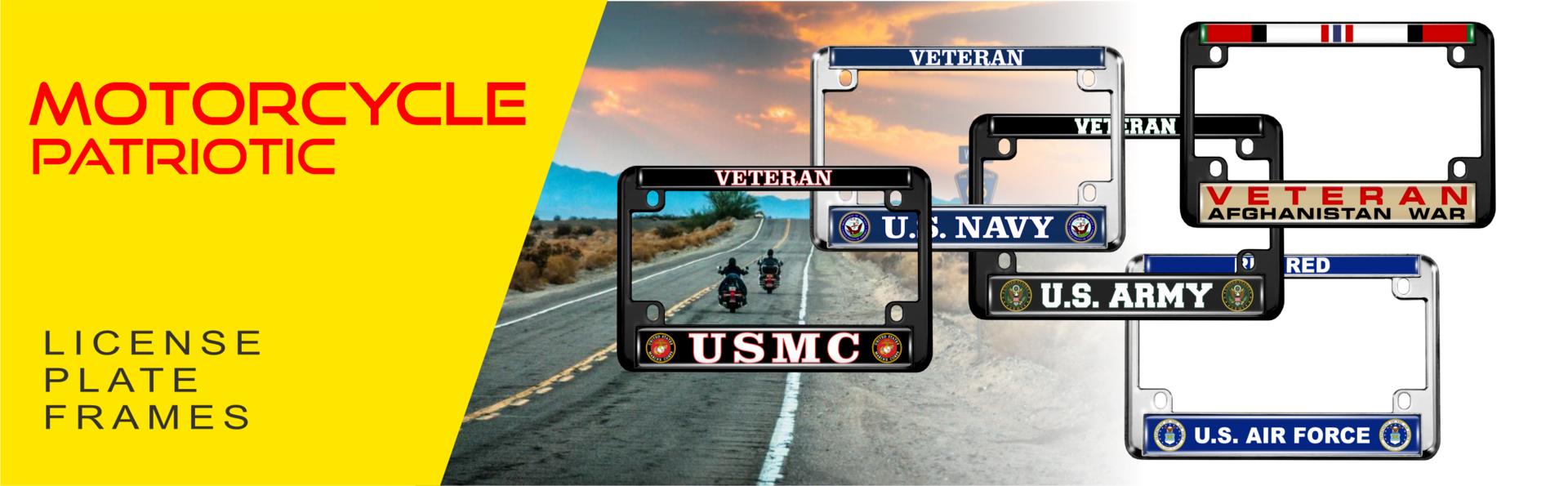 motorcycle patriotic license plate frames