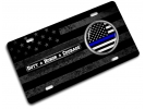 Duty Honor Courage Thin Blue Line - Stainless Steel Car License Plate