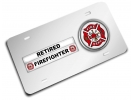 Firefighter Retired - Stainless Steel Car License Plate