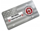 Firefighter Retired - Stainless Steel Car License Plate