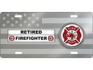 Firefighter Retired - Stainless Steel Car License Plate