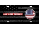 American Flag God Bless America - Stainless Steel Car License Plate