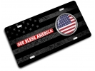 American Flag God Bless America - Stainless Steel Car License Plate