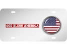 American Flag God Bless America - Stainless Steel Car License Plate
