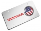 American Flag God Bless America - Stainless Steel Car License Plate