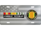 Vietnam Combat Veteran 3 Service Ribbons - Stainless Steel Car License Plate