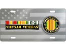 Vietnam Veteran 3 Service Ribbons - Stainless Steel Car License Plate