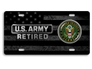 U.S. Army Retired - Stainless Steel Car License Plate