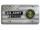 U.S. Army Retired - Stainless Steel Car License Plate