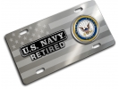 U.S. Navy Retired - Stainless Steel Car License Plate