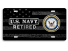 U.S. Navy Retired - Stainless Steel Car License Plate