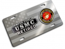 USMC - Retired Marine Corps - Stainless Steel Car License Plate