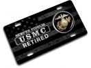 USMC - Retired Marine Corps EGA - Stainless Steel Car License Plate