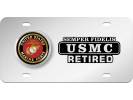 USMC - Retired Marine Corps - Stainless Steel Car License Plate