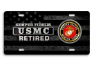 USMC - Retired Marine Corps - Stainless Steel Car License Plate