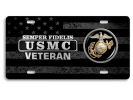 USMC - Veteran Marine Corps EGA - Stainless Steel Car License Plate