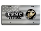USMC - Veteran Marine Corps EGA - Stainless Steel Car License Plate