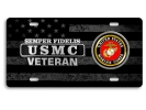 USMC - Veteran Marine Corps - Stainless Steel Car License Plate