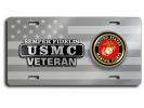USMC - Veteran Marine Corps - Stainless Steel Car License Plate