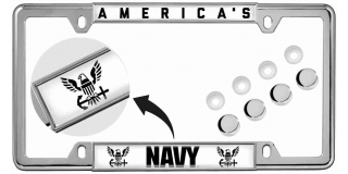 America's Navy - Car Metal License Plate Frame (WB)