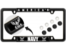 America's Navy - Car Metal License Plate Frame (BW)