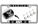 America's Navy - Car Metal License Plate Frame (BW)
