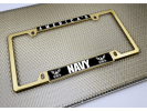 America's Navy - Car Metal License Plate Frame (BW)