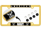 America's Navy - Car Metal License Plate Frame (BW)