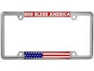 God Bless America USA Flag - Car Metal License Plate Frame